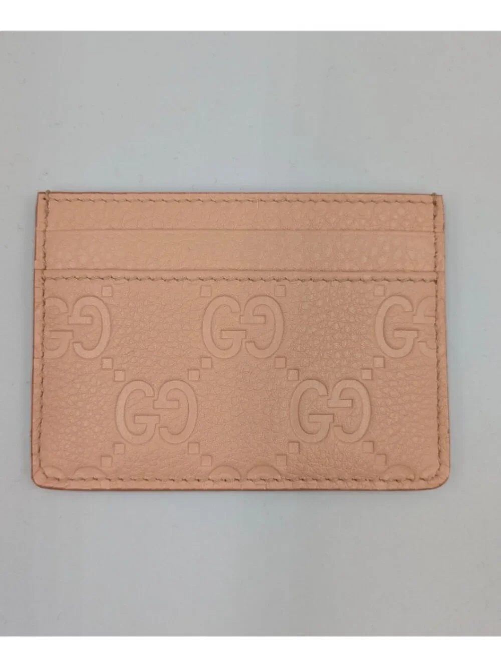 Gucci Women’s GG Emblem Brainy Calfskin Card Case Pink 815883
